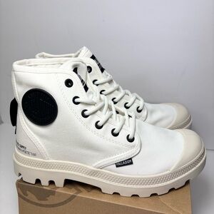Palladium Boots Womens‎ White Pampa HI HTG Supply Combat Canvas Men 5/ Women 6.5